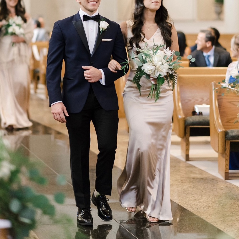 Revelry Cream Plunge Maxi Gown for Weddings